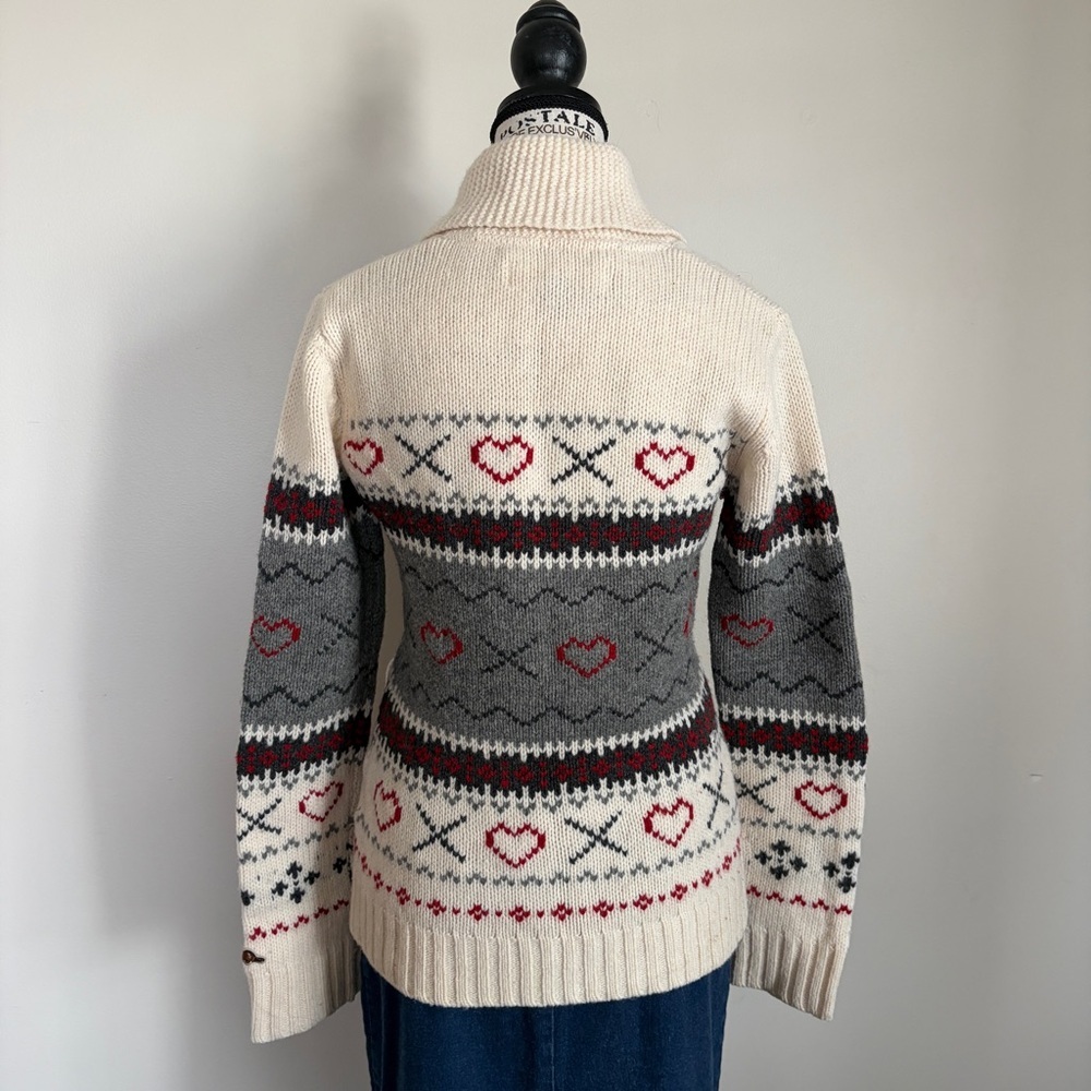 Roots Cowichan Wool Zip Up Sweater Cottagecore 100% Lambswool - Picture 3 of 8